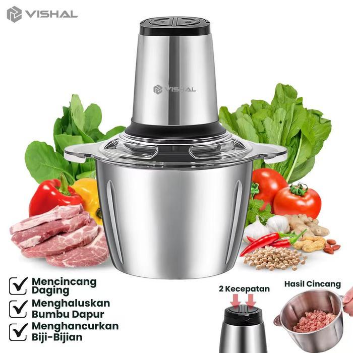 VISHAL Jumbo chopper Blender Elektrik  Penggiling Mixer Fruit Veg Blender Daging VS-1822 - VS-1822 T
