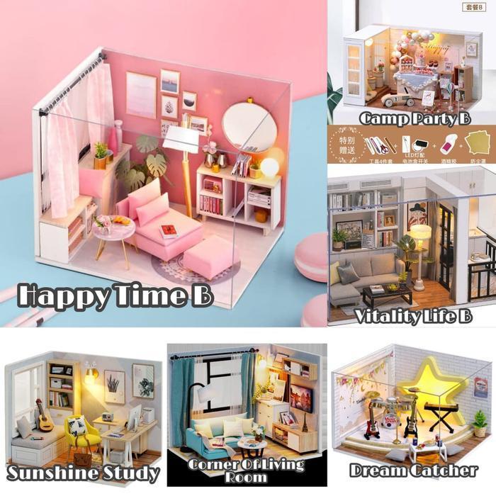 Miniatur Rumah Rumah Boneka DIY Miniature House Doll House DIY - Happy Time B