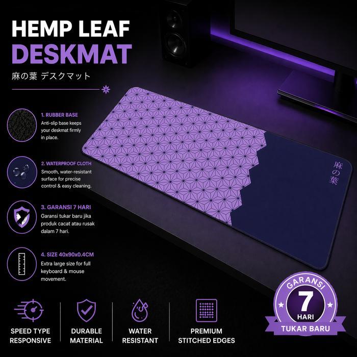 Murah MeriahGalatix Hemp Leaf MousePad Jepang DeskMat Japanase Gaming Waterproof 40x90cm x4mm - Ungu