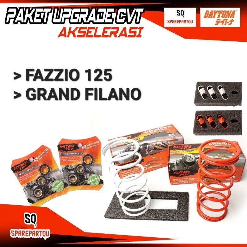 PAKET UPGRADE CVT FAZZIO 125 GRAND FILANO DAYTONA RACING - PAKET AKSELERASI CVT .