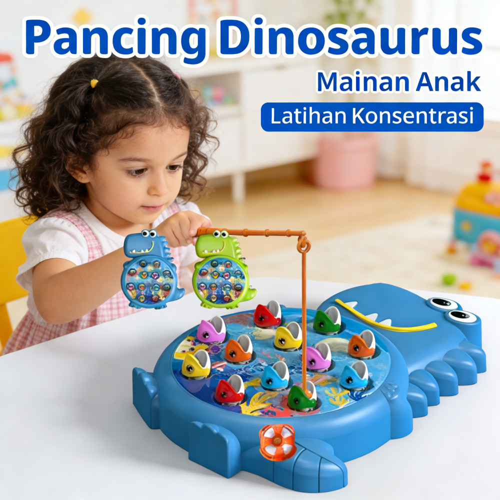 Bermain Anak Joran Pancing Dinosaurus Rumah Mainan Kayu