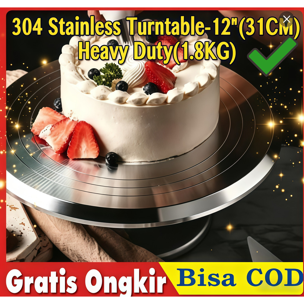 Dikirim 24 Jam Meja Putar Kue Aluminium Maspion  Tatakan Kue Hias Ulang Tahun  Turning Table Stainle