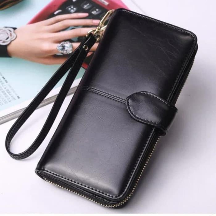 Dompet Wanita Panjang Import Istimewa Muat Hp Besar - Hitam