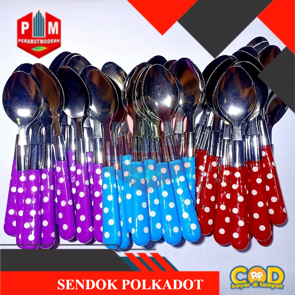 SENDOK GARPU POLKADOT ISI 12 PCS / SENDOK GARPU POLKADOT / SENDOK MAKAN POLKADOT