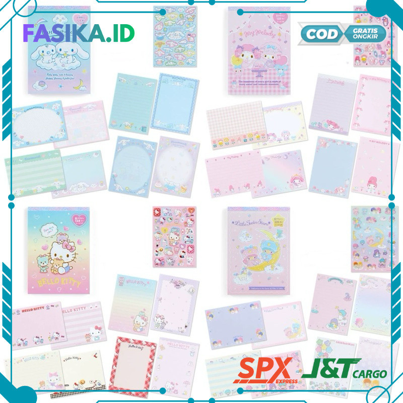 kawaii sanrio memopad colorful notebook buku catatan kitty melody