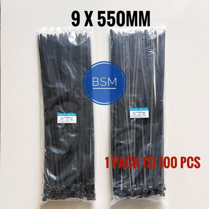 READY Kabel Ties Cabel Tie 9 x 550mm (55cm) Warna Putih/Hitam 100pcs Nylon Kabel Tie Cabel Ties Kabe