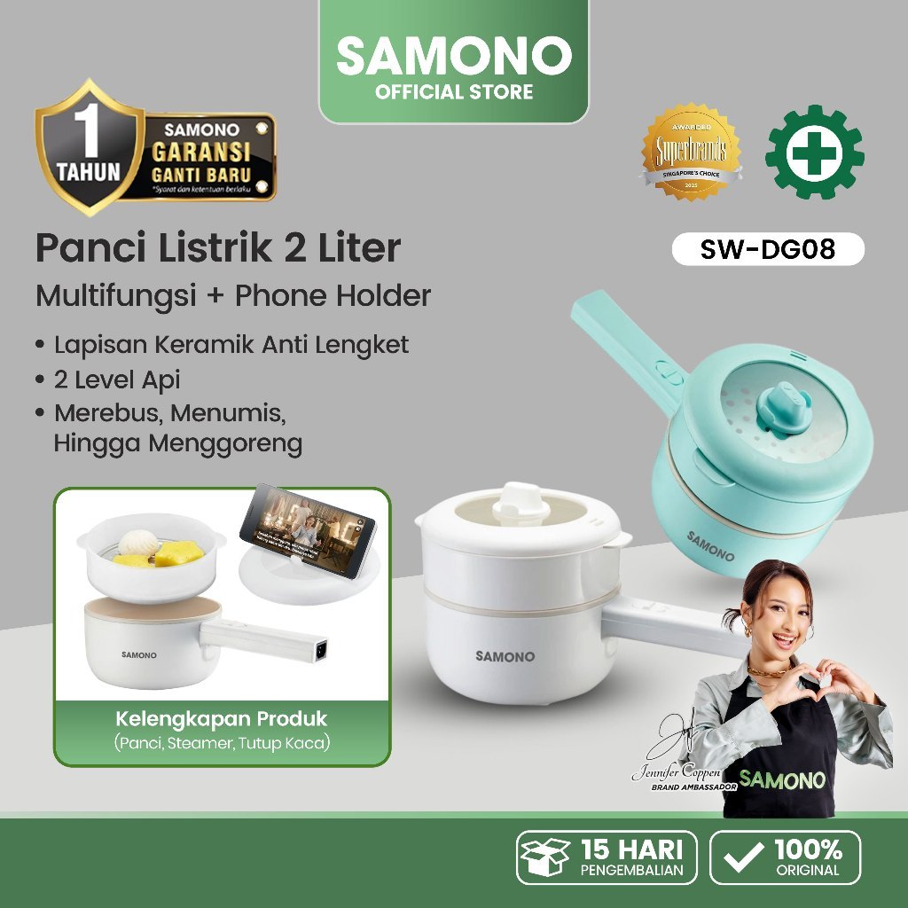 TERLARIS - SAMONO Panci Listrik 2L Anti Lengket alat dapur alat masak alat masak listrik panci mpasi