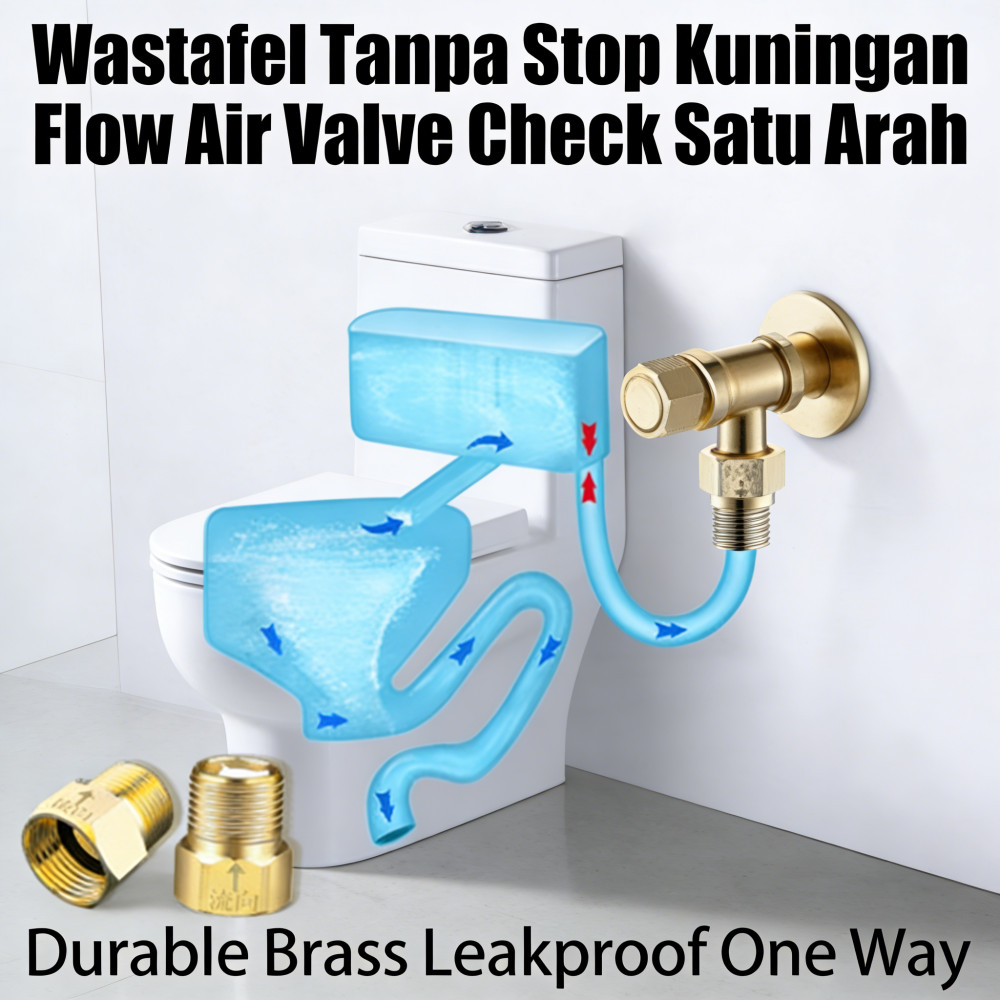 Stop Balik Katup Kuningan Toilet Wastafel Anti Arus Mandi Air Tanpa Katup Satu Arah