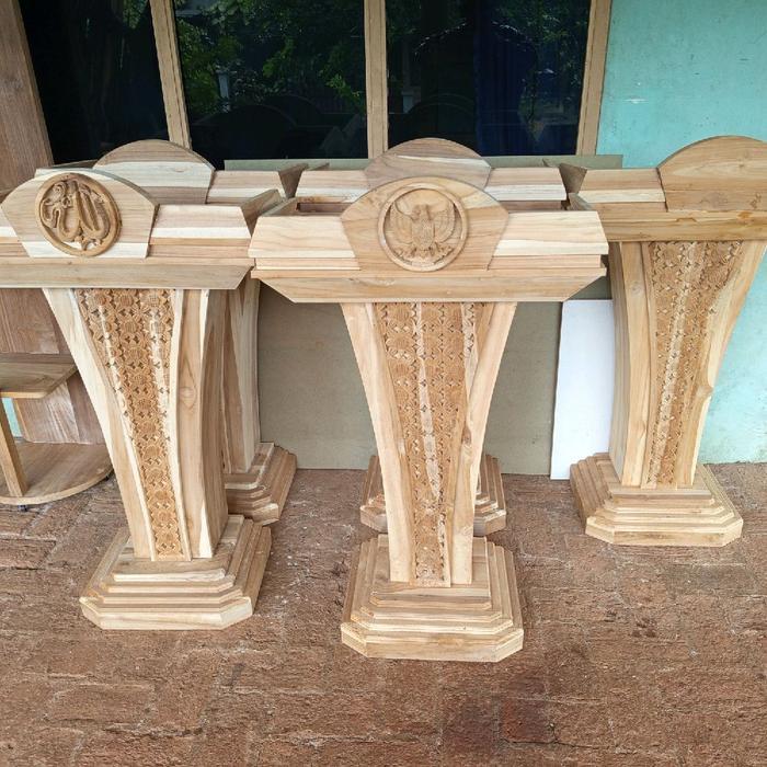 mimbar pidato kayu jati + podium upacara kayu jati murah - tanpa finising