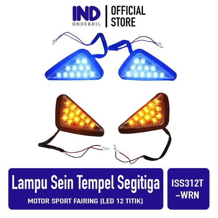 Lampu Sein-Sen Ritting-Riting Tempel Segitiga Set Biru Motor Fairing - Biru