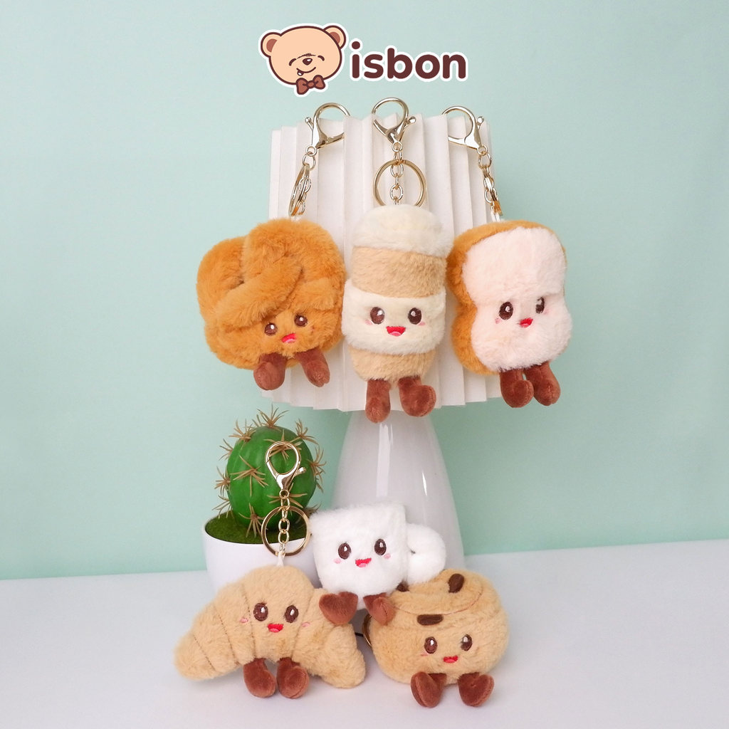 ISTANA BONEKA Gantungan Kunci Roti Croissant Pretzel Toast Mini Lucu Kado Gemas Mainan Anak Hadiah U