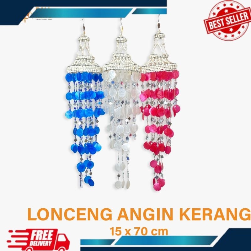 Lonceng Angin Kerang - Wind Chime - Kerang Gantungan - Kerang Kap Lampu - Kerang Dekorasi - Kerang S