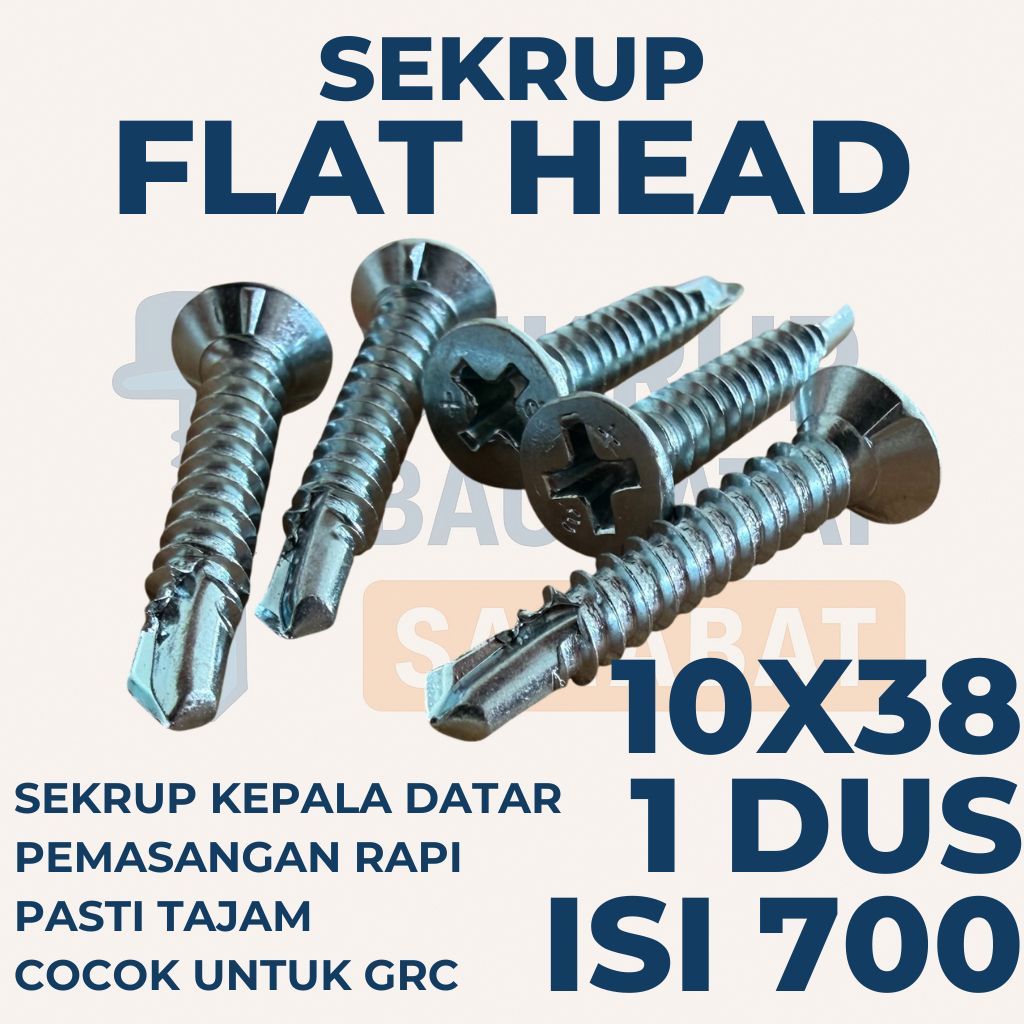 SEKRUP FLAT HEAD 3.8CM 10X38 (1 DUS ISI 700 PCS) - SDS FH / SEKRUP GRC / Sekrup Plafon / Sekrup Holo