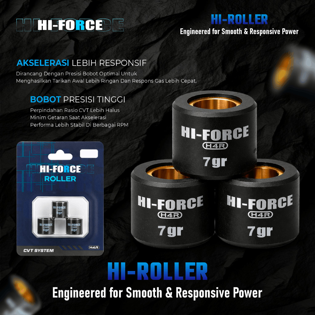 ROLLER H4R Hi-Force 15X12  7-11 GRAM MIO 5TL KARBU SOUL SPORTY SMILE J NOUVO FINO X RIDE | AK MOTORS