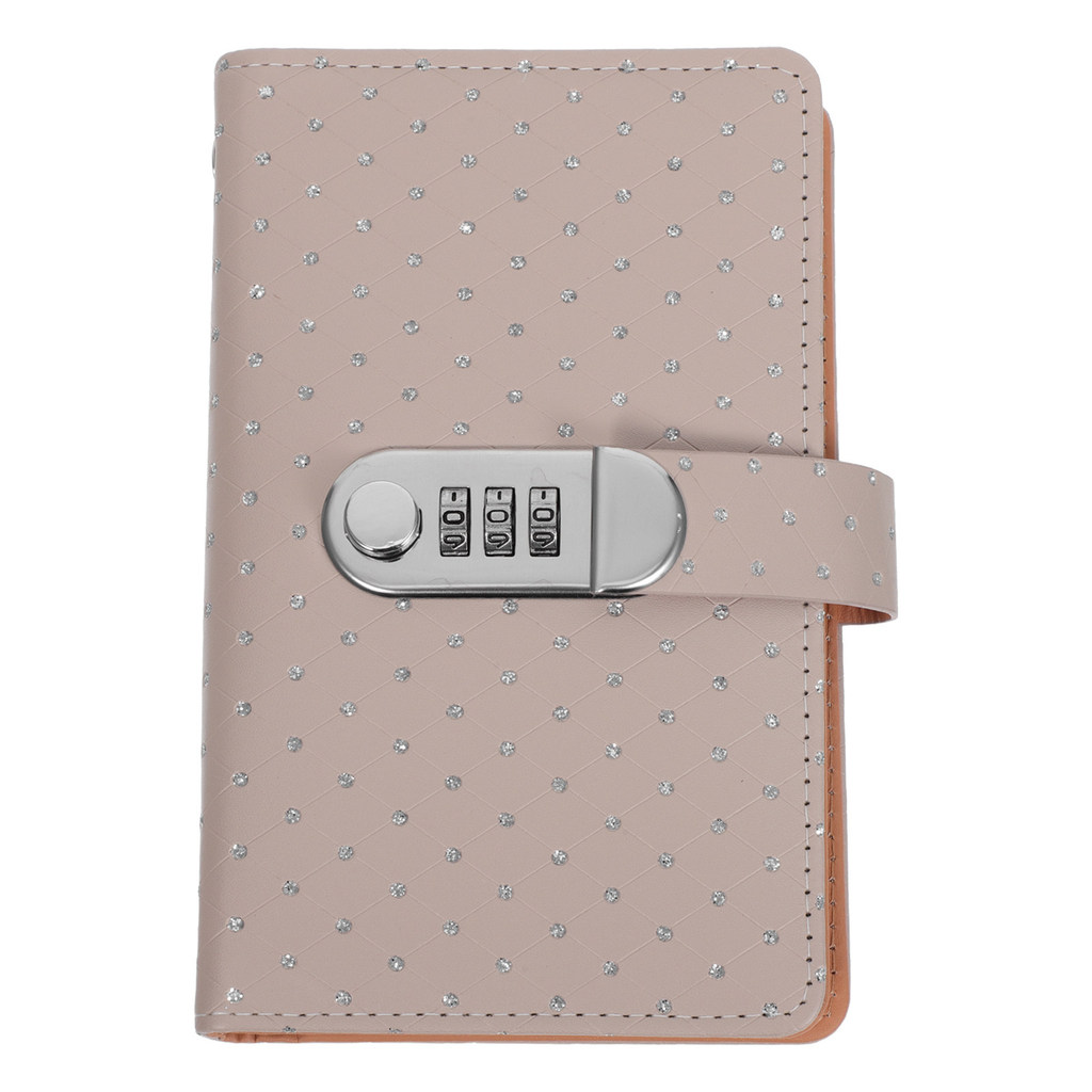 Rhinestone PU Password Lock Money Saving Wallet Cash Organizer Book with Clear Pockets Finance Plann