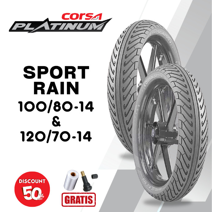 SEPASANG Ban Motor CORSA SPORT RAIN 100/80 & 120/70 RING 14 Tubeless