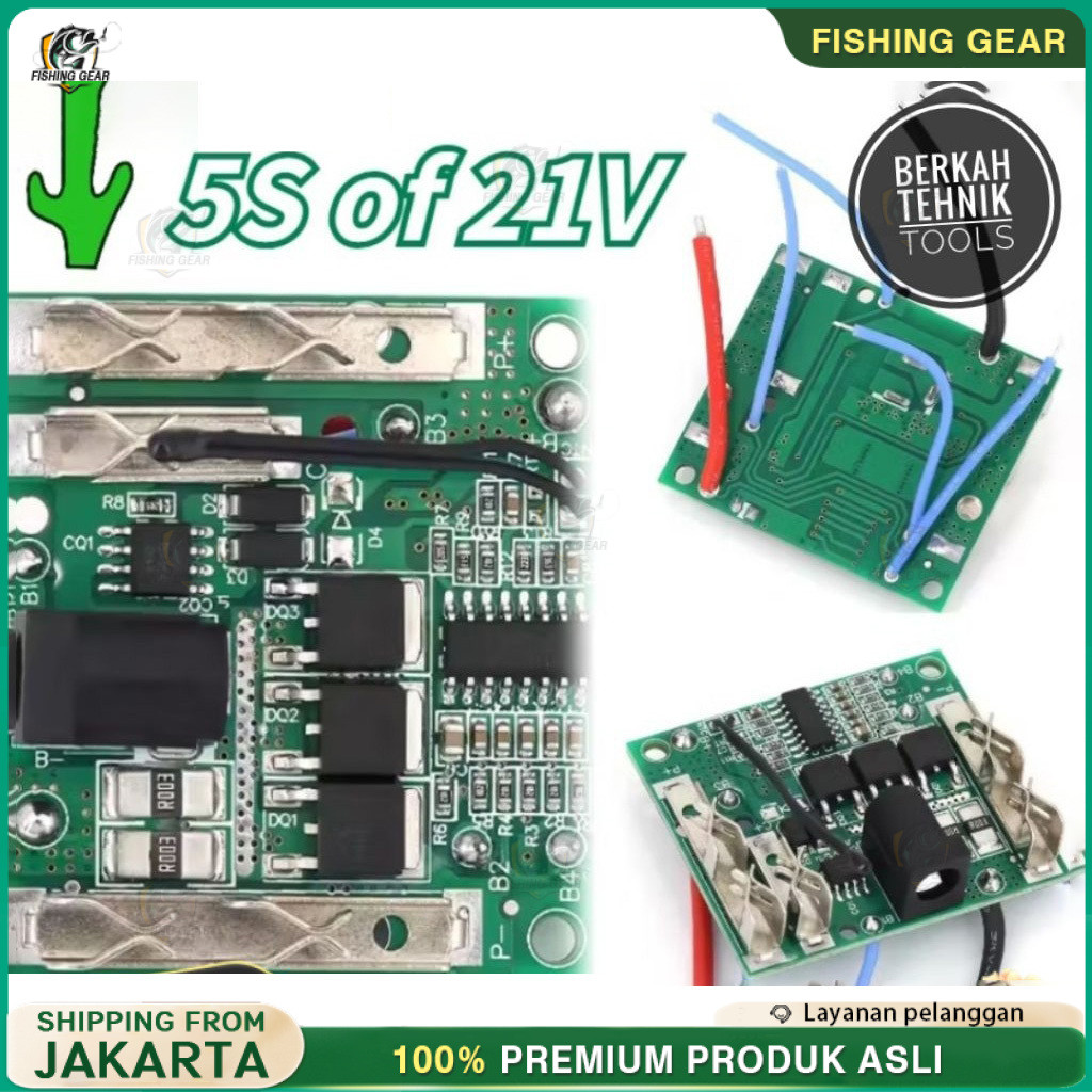 Modul BMS 5S 21V 18V 48V 88V 99V Papan Pelindung Baterai Bor Impact 3 Mosfet  Bms Baterai Cordless L