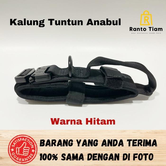 Kalung Tali Tuntun Anjing Besar Kecil Militer Tactical Kuat Dog Collar - Hitam, Size M