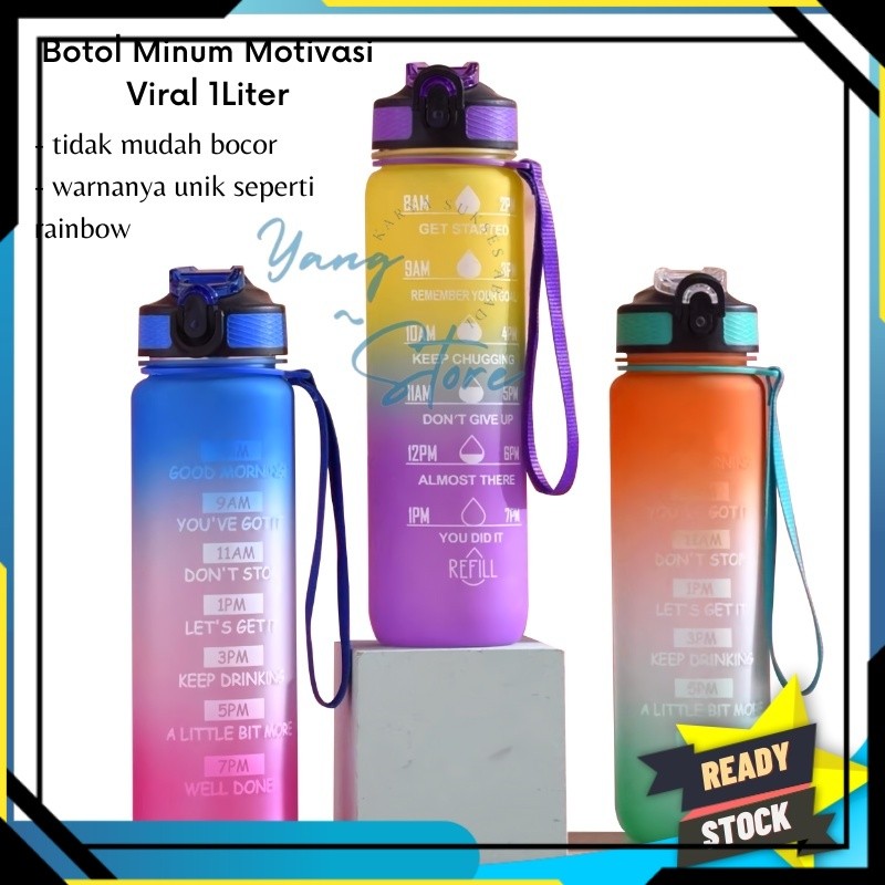 YGS -E101- Botol Minum 1 LITER PASTEL / Botol minum 1000ml / Drink Reminder BPA FREE PRJ TERBARU 202