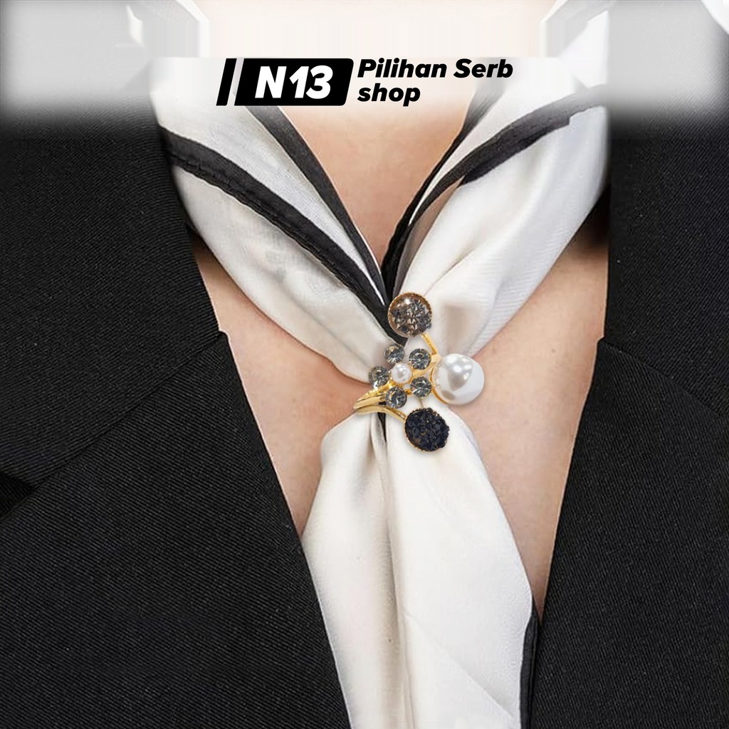 N13 Set Cincin Bros Kolong Jilbab Bahan Alloy Tahan Karat Elegan Minimalis Untuk Aksesoris Hijab Ker