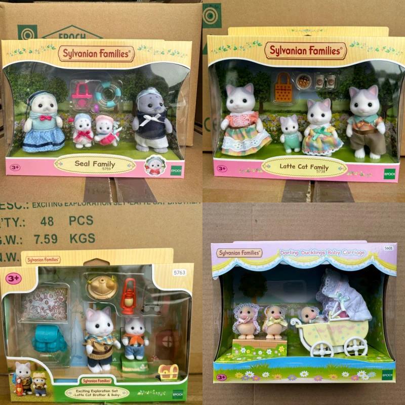 Anime Sylvanian Families Baby Latte Cat Family Kawaii Forest Doll Figrues Room Ornaments Families ri