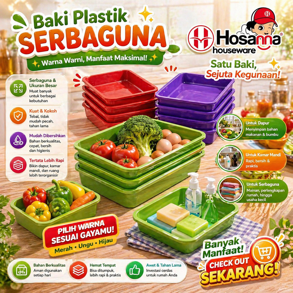 6 pcs Nampan Plastik Segi Empat / Baki Loyang Plastik Persegi isi 6
