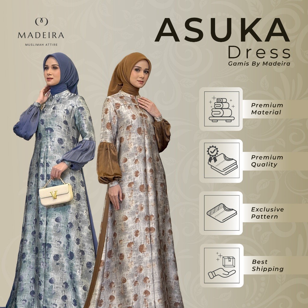Gamis Wanita Muslim Terbaru Elegan Mewah - Madeira - Asuka Dress