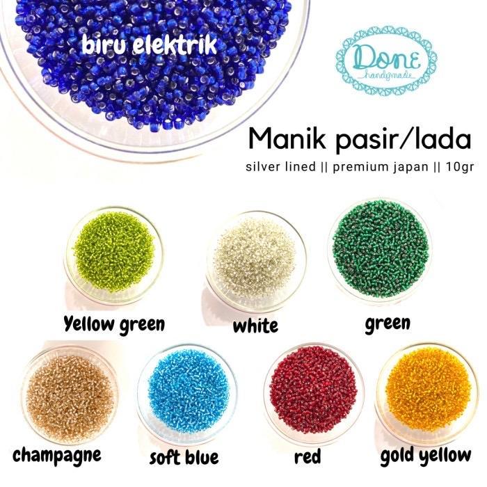 done handymade Manik manik biji lada manik pasir silver lined premium payet jepang diy meronce - Whi
