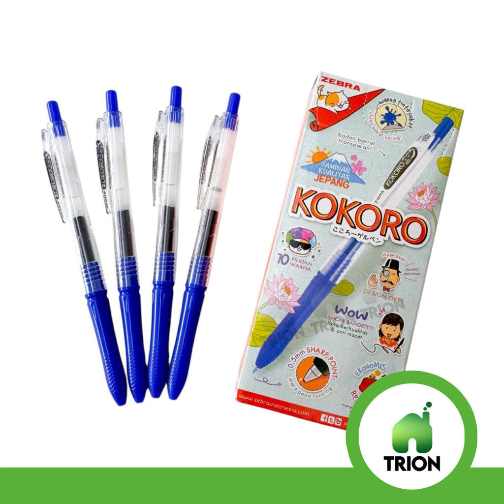 Bolpen Gel Biru Zebra Kokoro / Pulpen Biru / Pulpen Premium / KKR/05BR