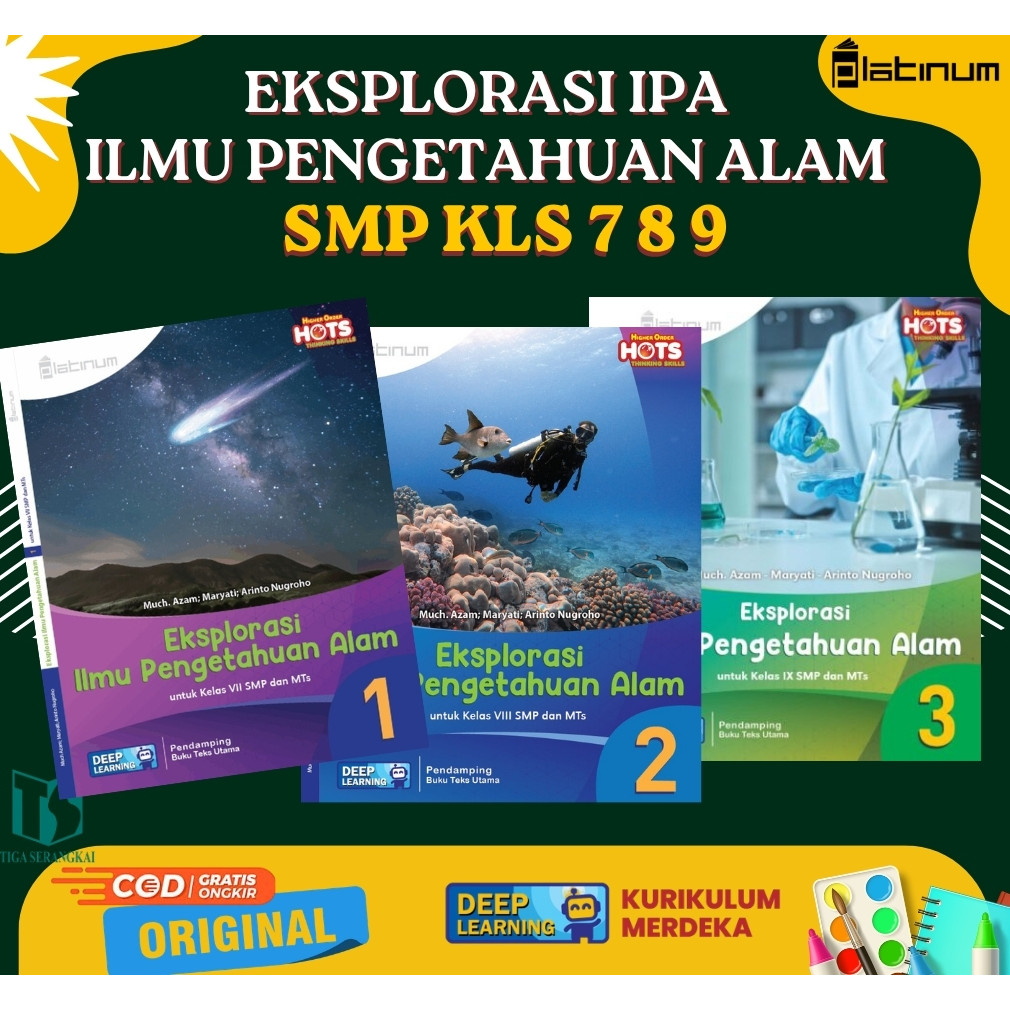 Platinum - Buku IPA kelas 7 8 9 SMP / EKSPLORASI IPA SMP / Kurikulum Deep Learning
