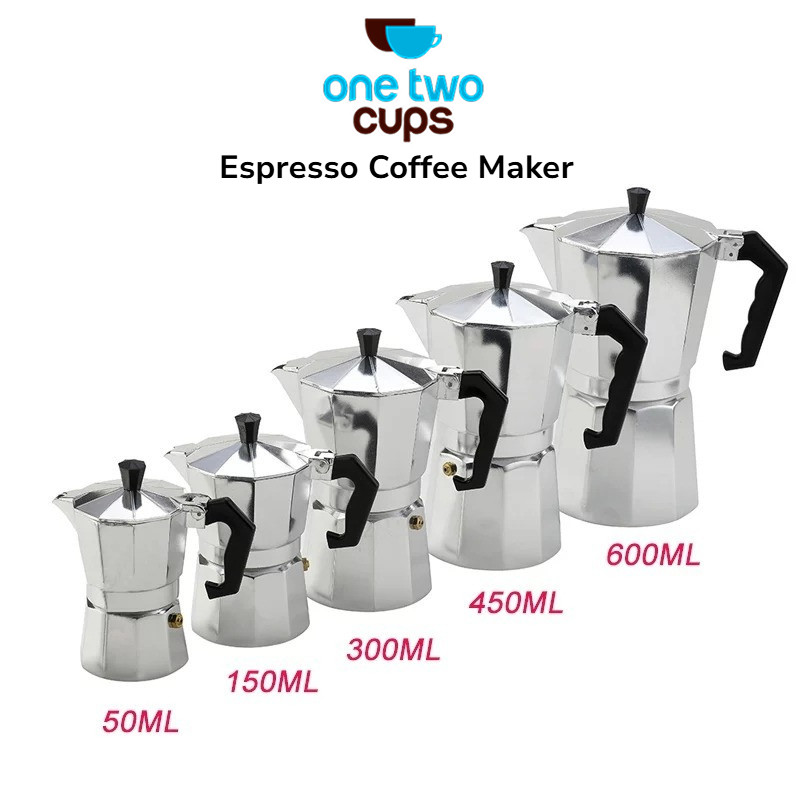 One Two Cups Moka Pot Espresso Coffee Maker Moka Pot Filter Teko Pembuat Kopi Aluminium MX001 - OR