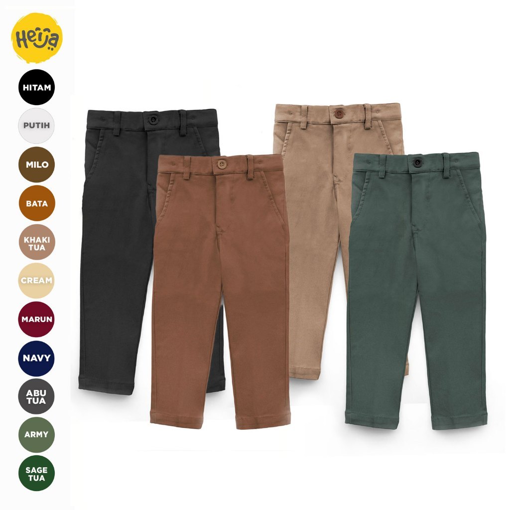 RAF CELANA ANAK CHINO STRETCH PANJANG Warna Polos 1-10 tahun - koleksi warna 1 | JELO CHINO PANTS | 