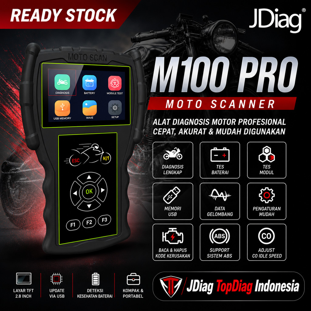[PROMO OPENING + GAJIAN] JDIAG M100PRO JDIAG M100 PRO SCANNER MOTOR JDIAG M 100 HITAM SCAN SEPEDA MO