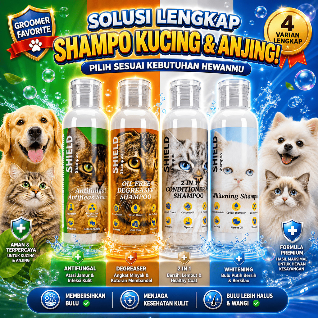 [GROSIR] SHAMPO KUCING DAN ANJING 100ML ANTI KUTU JAMUR WANGI BULU RONTOK PELEBAT BULU PUTIH AMPUH S