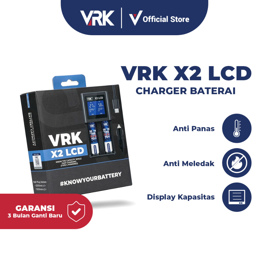 (ronda26.murah) CHARGER VRK X2 LCD 2 SLOT BATERAI VRK X2 CHARGER BATERAI by VRK