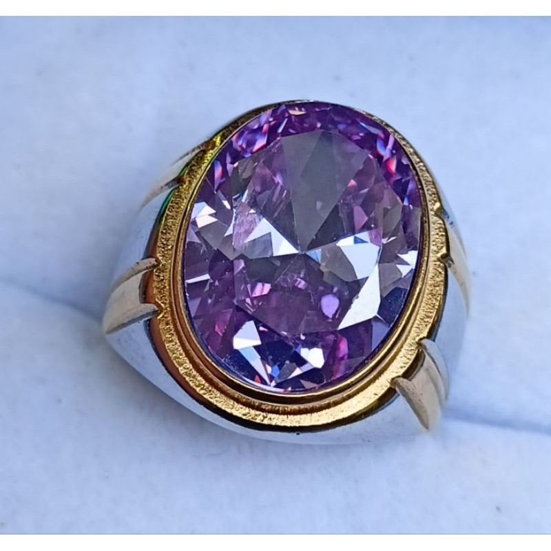 CINCIN BATU KECUBUNG AMETHYST KRISTAL RING TITANIUM