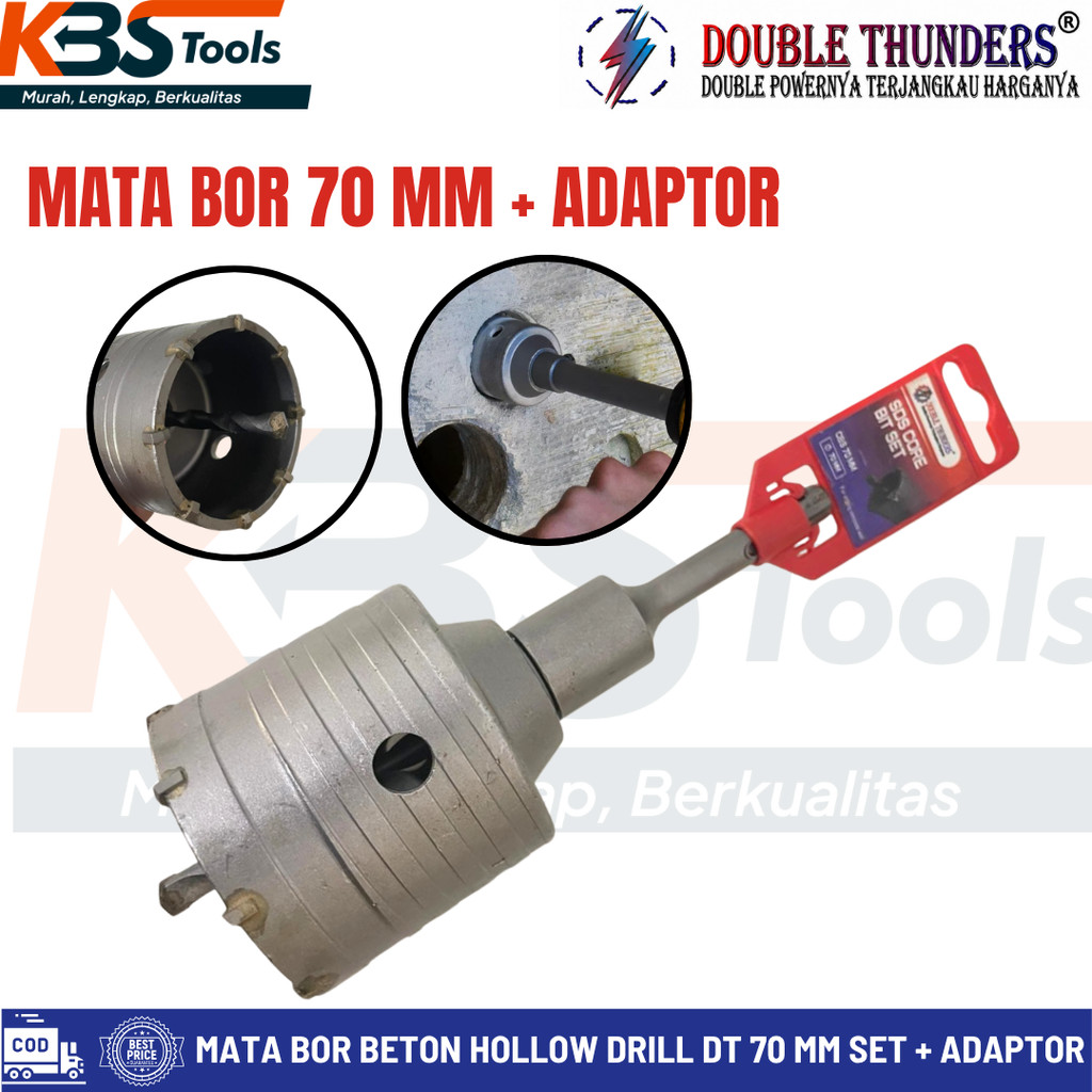 SDS Core Bit Set 70MM Mata Bor Beton Hole Saw SDS Plus Untuk Rotary Hammer Beton Bata Granit