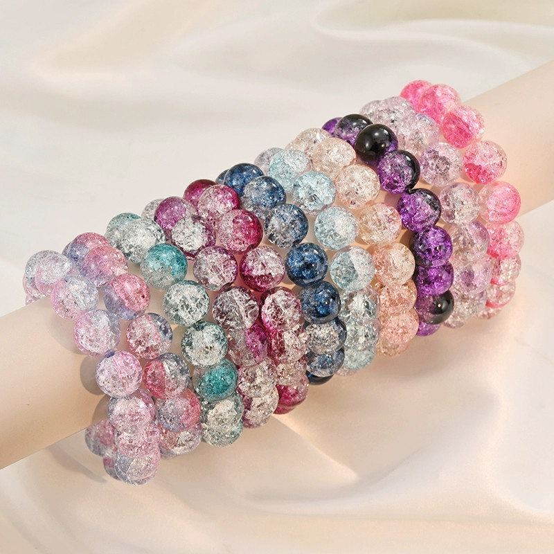 Gelang Kristal Bulat Polos Pria Wanita Tali Karet Elastic Stylish 1 Pcs - Polygon