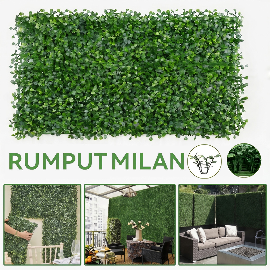 Daun Dolar Sintetis 40×60cm | Rumput Vertikal Lebat Hiasan Dinding Rumah & Cafe
