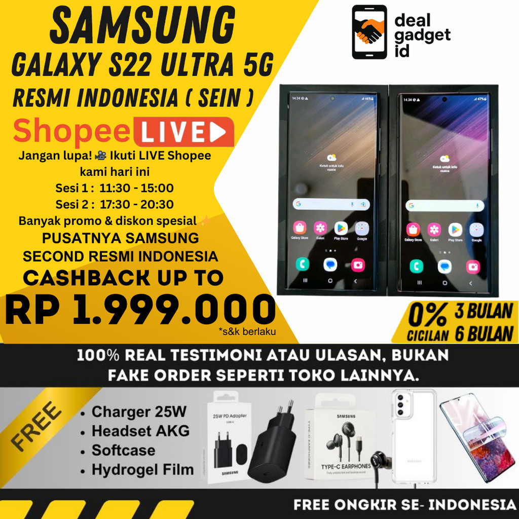 SEIN Samsung Galaxy S22 Ultra & S21 Ultra 5G 12/512GB 12/256GB 8/128GB 16/512GB Second Original