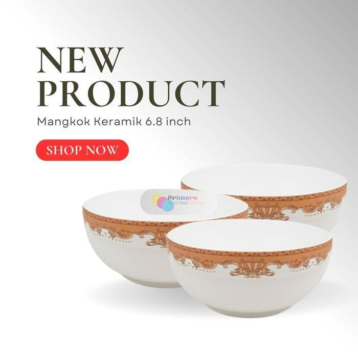 Mangkok Keramik Lusinan 12 Aesthetic Besar 6.8 Inch / Mangkuk Mahkota - Mahkota