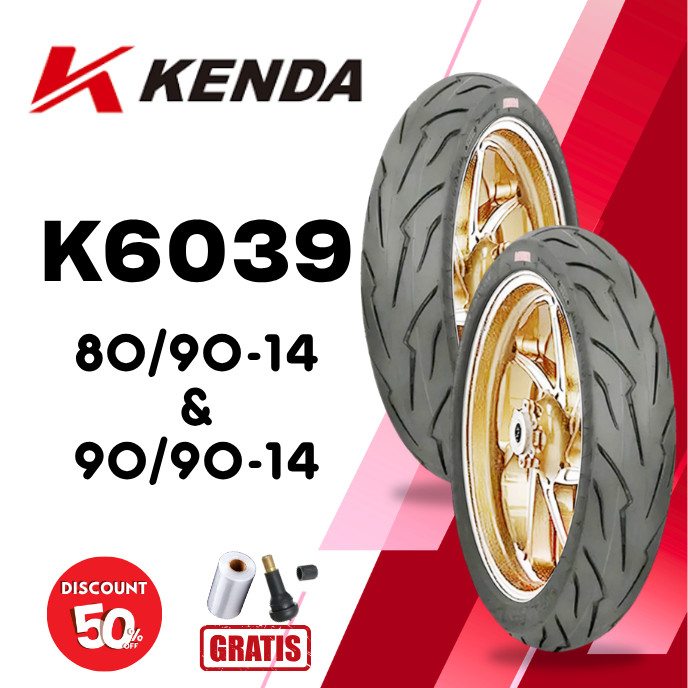 SEPASANG Ban Motor KENDA K6039 80/90 & 90/90 RING 14 Tubeless