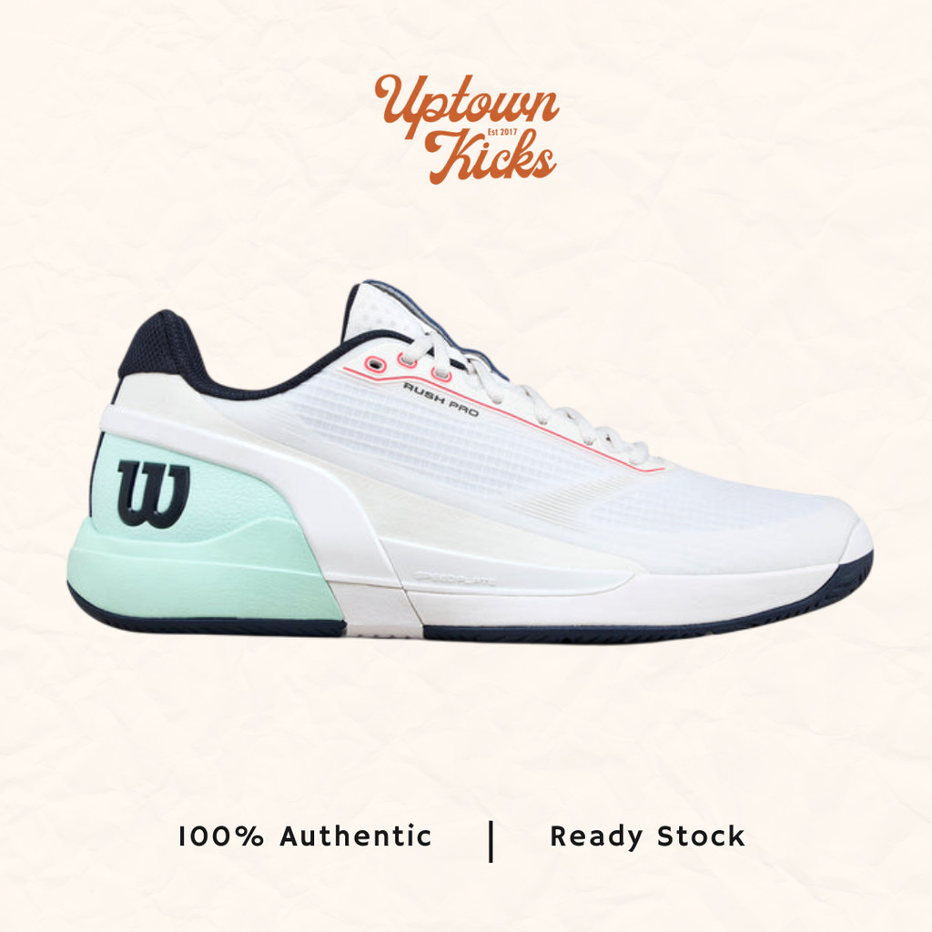 Wilson Rush Pro 5 White Fiery Coral Men Tennis  Shoes Sepatu  Tenis Pria (100% original)