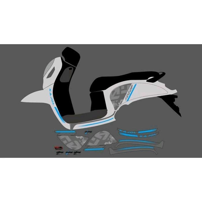 Striping sticker Scoopy 2021 transparan custom list Scoopy terbaru kajol Style Original - biru