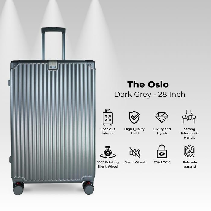 Travel Ease Koper 28 inch Warna Dark Grey Koper Oslo Koper Allumunium Tahan Banting 4 Roda