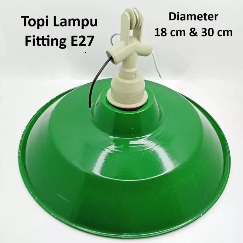 Kap Topi Fitting Lampu Jalan Fitting Gantung E27 Mangkuk Tutup Tudung Hijau Hanging Lamp Outdoor