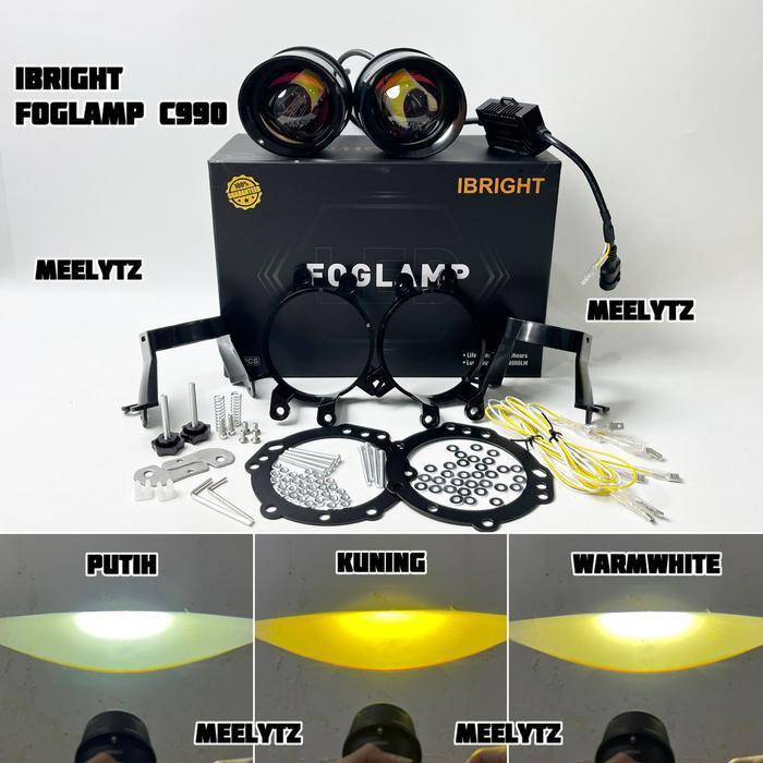 IBRIGHT C990 - Sepasang Foglamp 3inc IBRIGHT Upgrade Honda dan Toyota Blue Lens C 990 Bonus Breket F