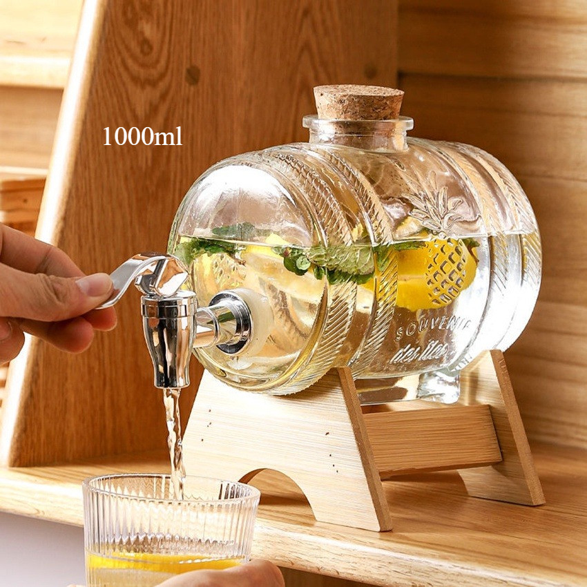 Dispenser Kulkas Mini 1L Glass Dispenser Air Minum Jus / Dispenser Toples Kaca Kran / Cold Glass Wat