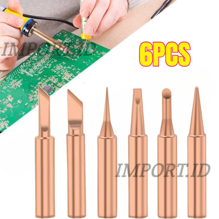 6 in 1 Mata Solder Tembaga/Solder Tip/Tips Besi Solder/Ujung Tembaga Murni/Ujung Solder Logam Tembag