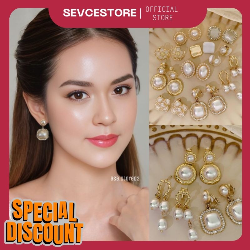 Anting Hijab/Anting Klip/Anting Jepit Tanpa Tindik AS